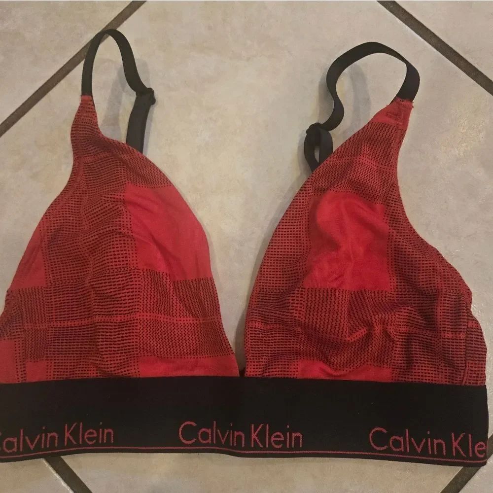 Calvin Klein Red and Black Bralette SMALL NWOT